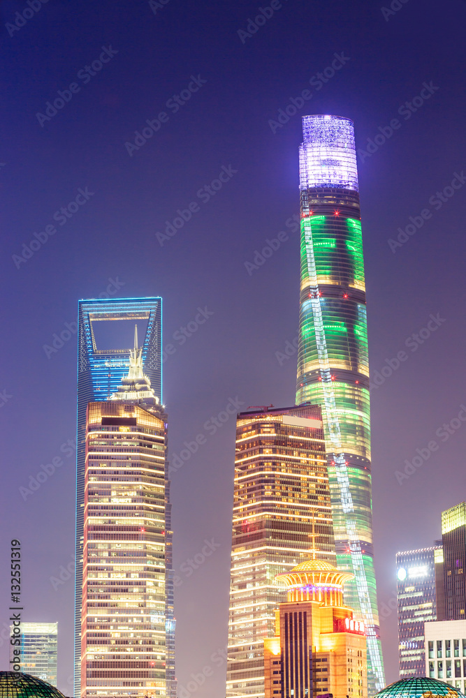 Beautiful Shanghai skyline at night,modern urban background