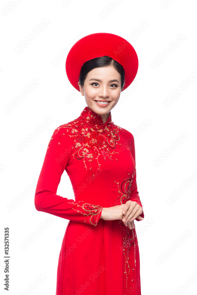 Portrait of a beautiful Asian woman on traditional festival cost