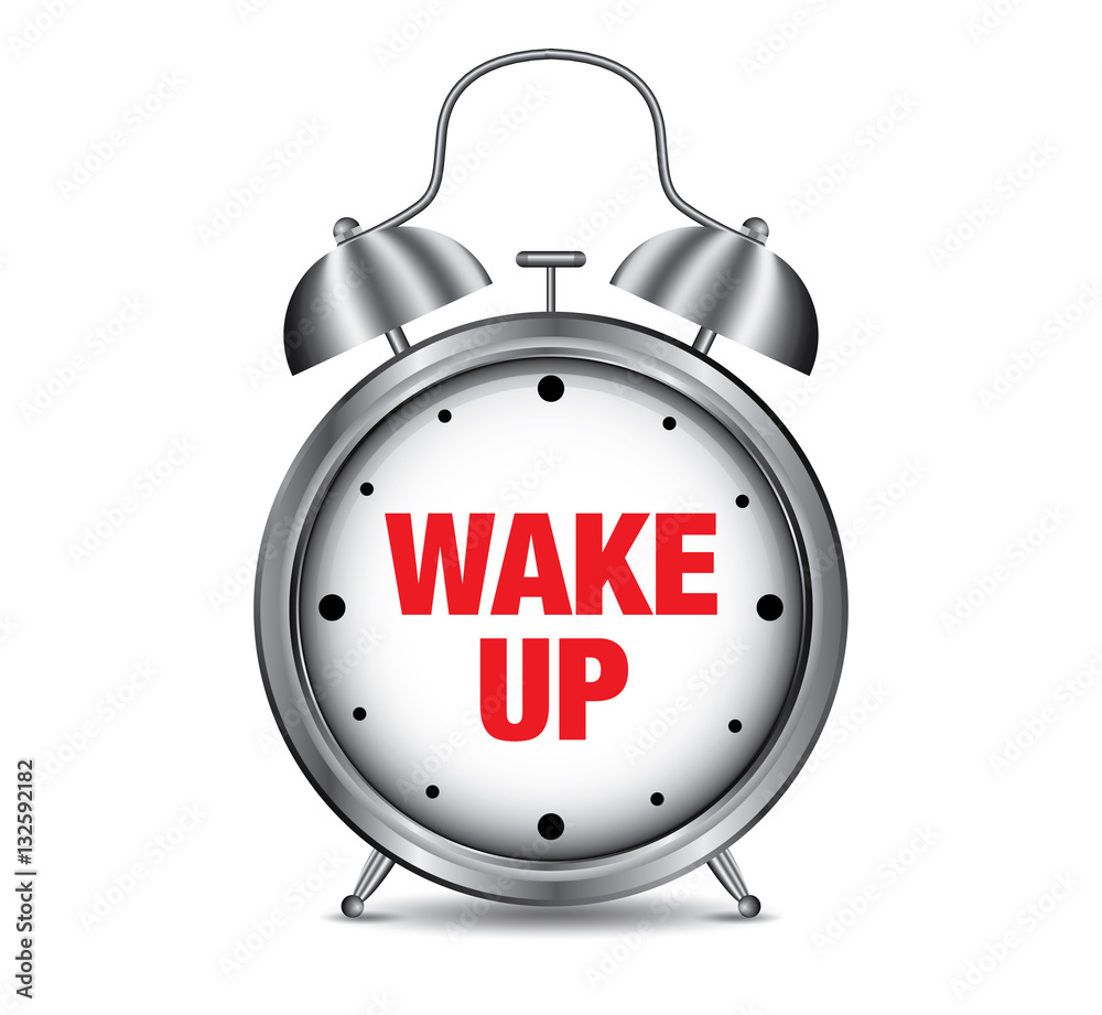 Wake Up on retro alarm clock vector illustration