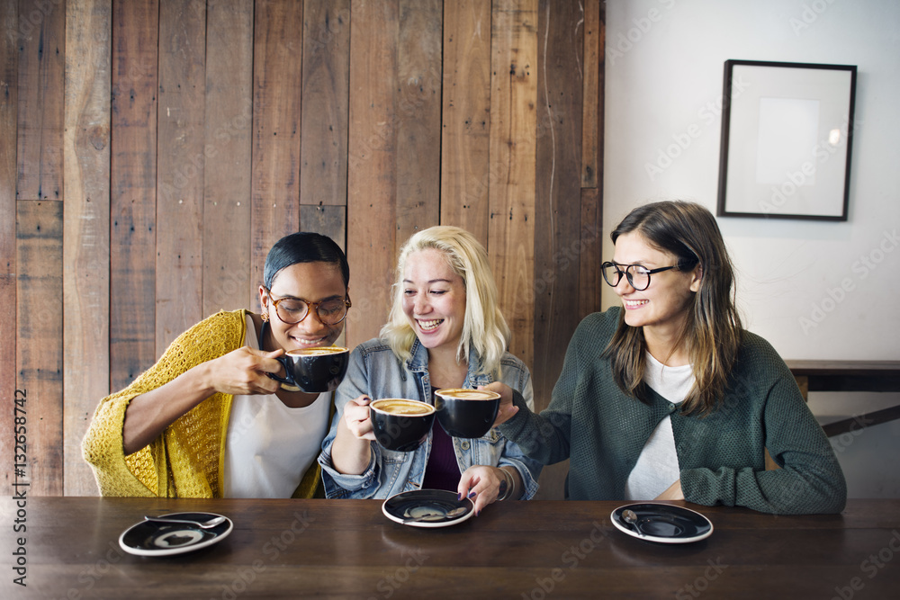 Beverage Break Cafe Coffee Cheerful Femininity Concept