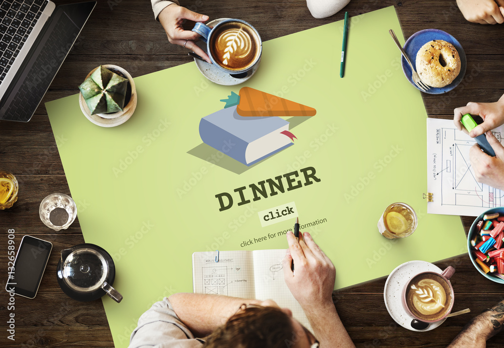 Dinner Cook Book Meal Preparation Concept