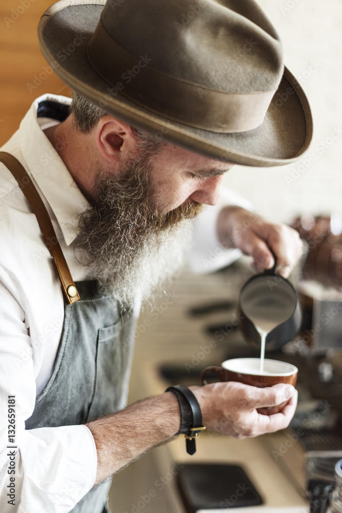 Barista Prepare Coffee Working Order Concept