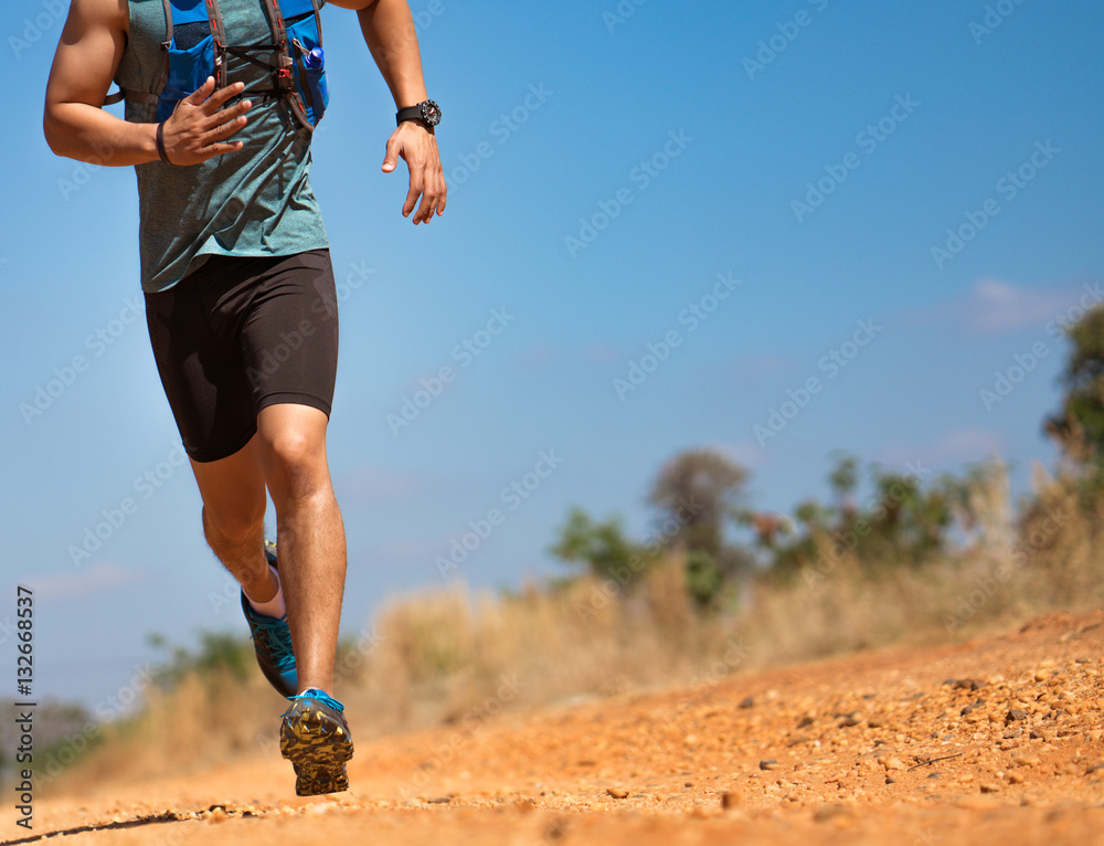 Male Runner of Trail. He was running fast