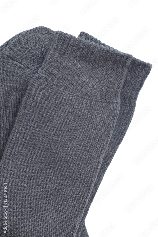 Black cotton sock isolated on a white background