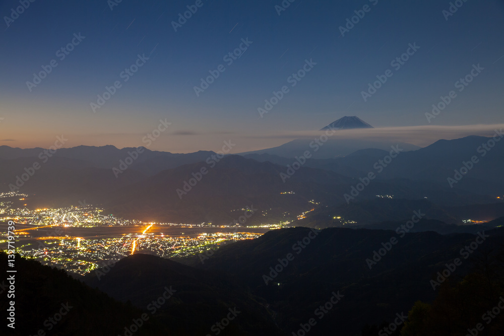 Mt.Fuji and Kofu city in early morning