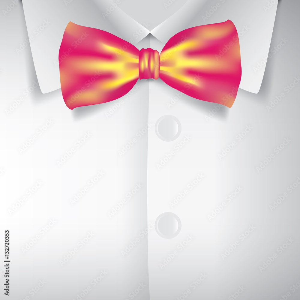 Realistic bow tie and white shirt vector illustration