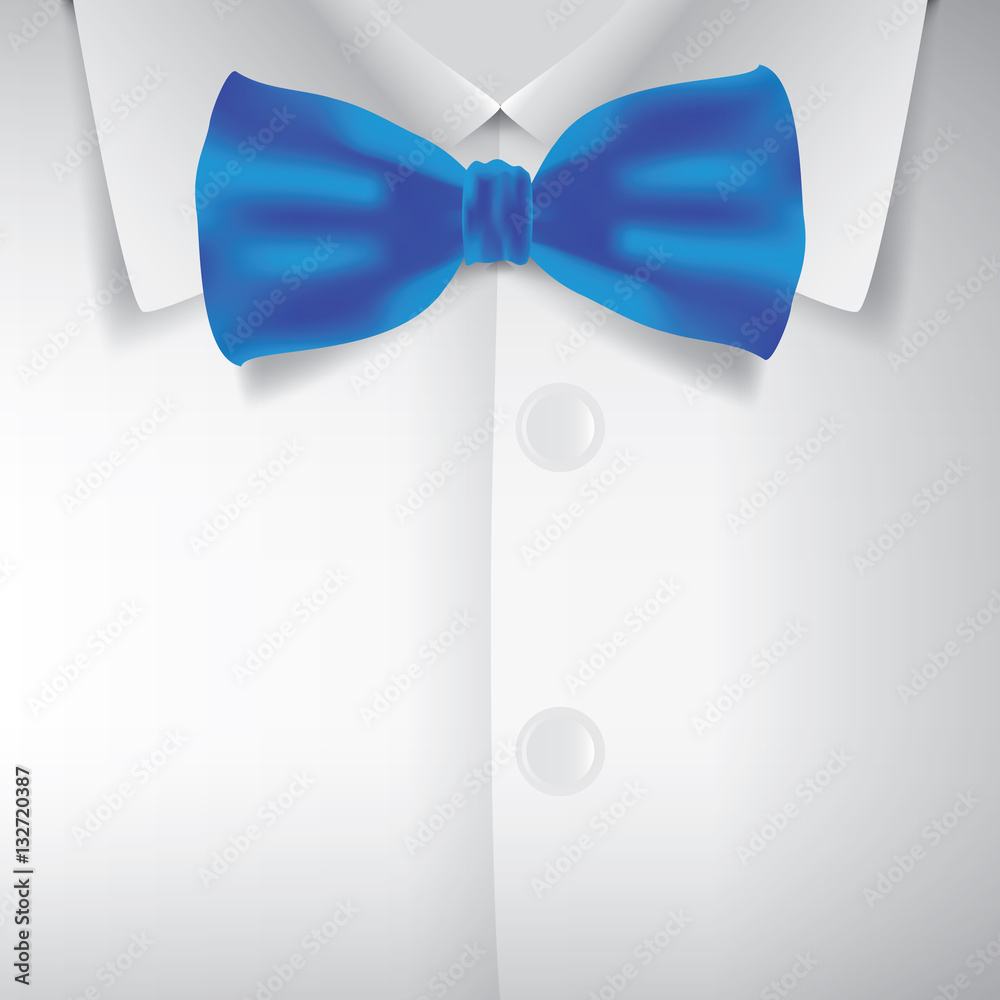 Realistic bow tie and white shirt vector illustration