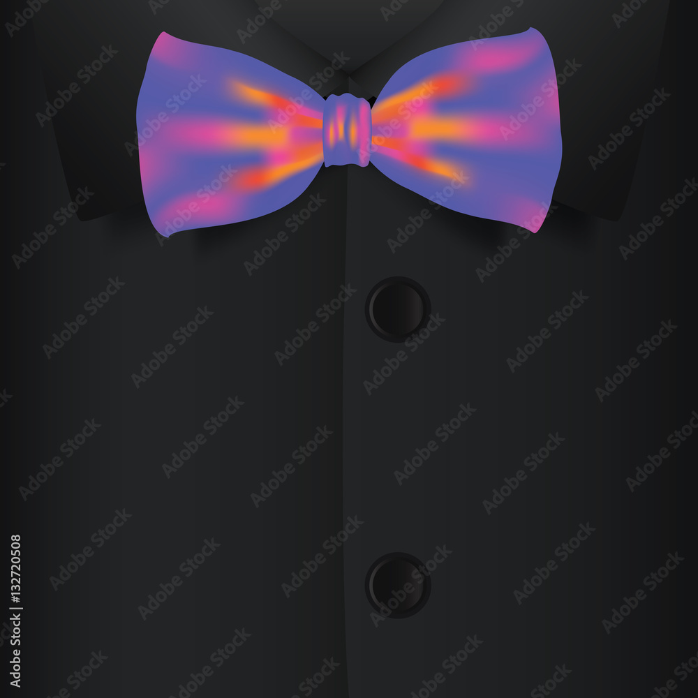 Realistic bow tie and black shirt vector illustration