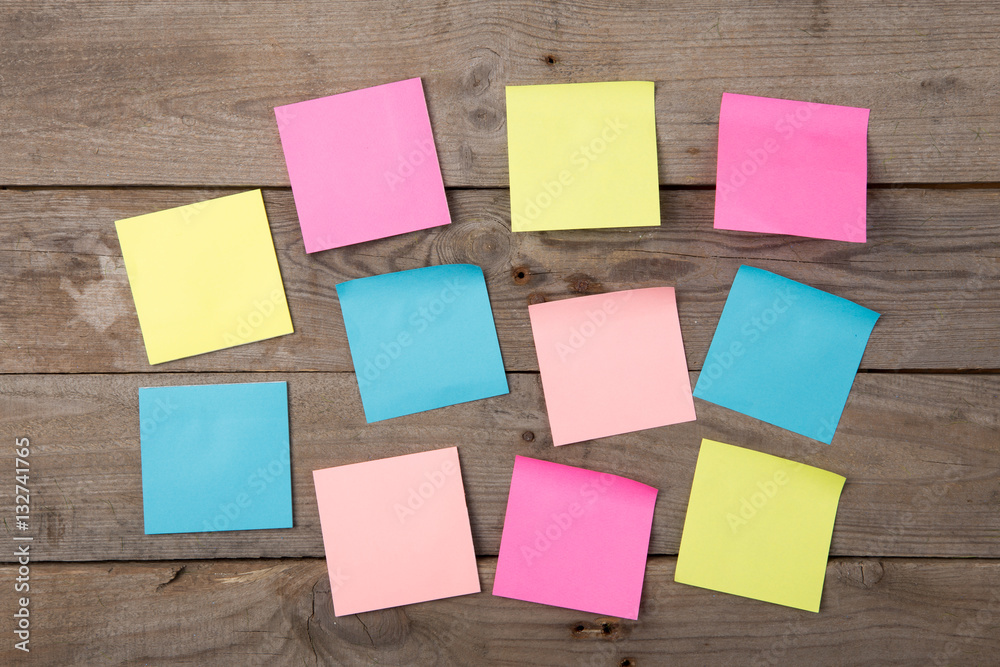 sticky notes on the blank blackboard