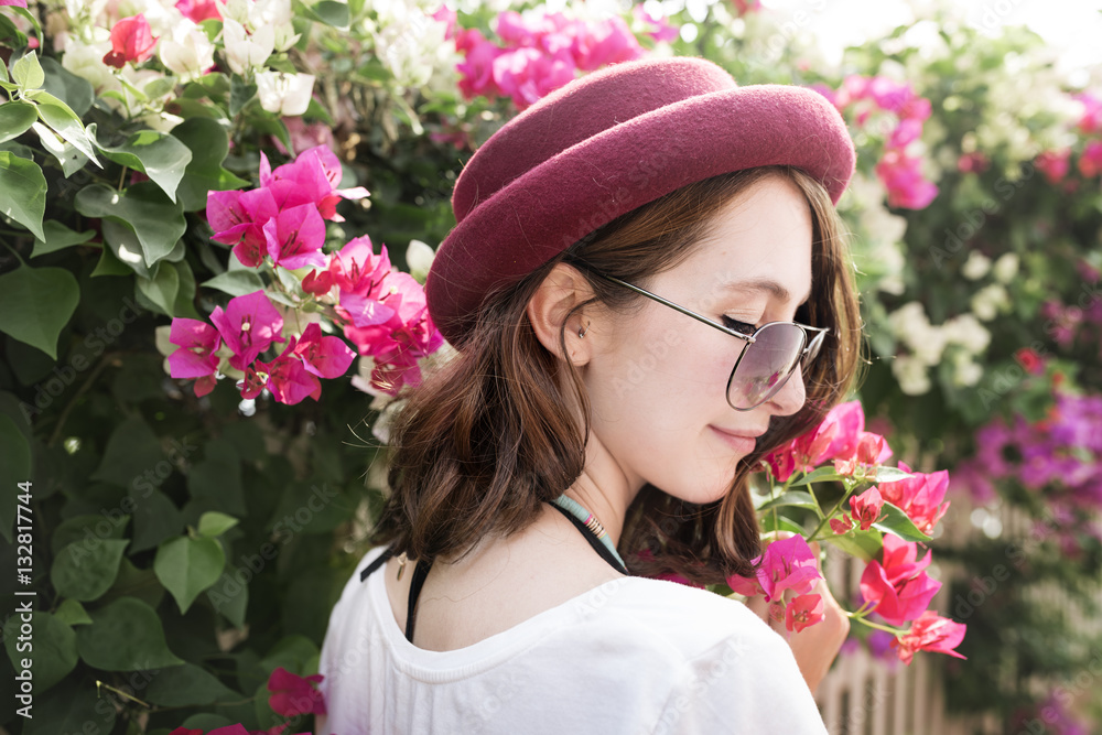 Female Outdoors Flower Photography Concept