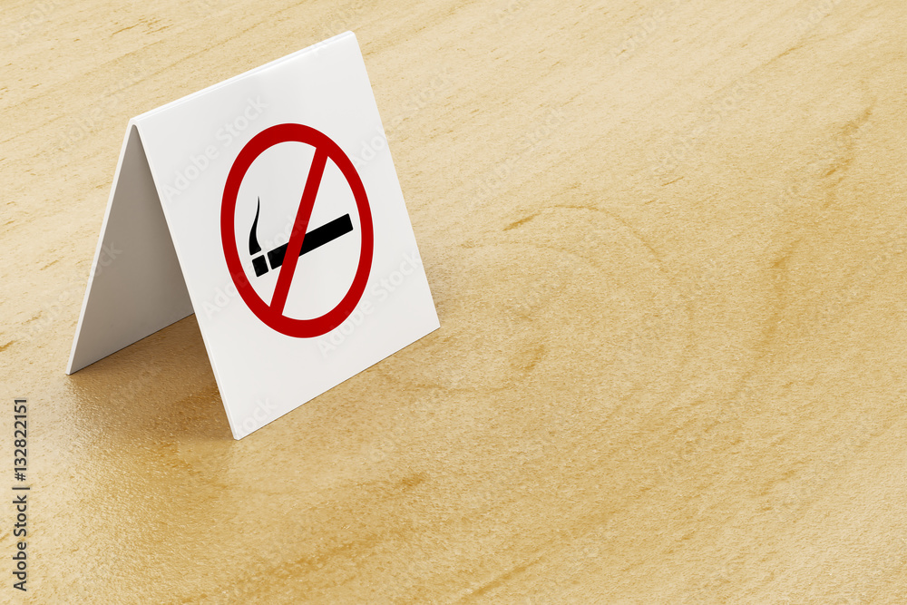 No smoking sign on table