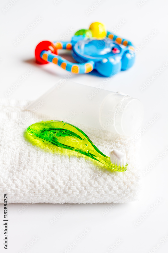 childrens toothbrush oral care on white background