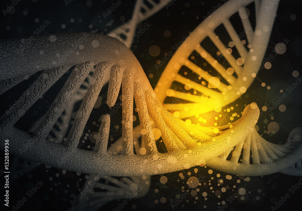 DNA molecules background, 3D rendering