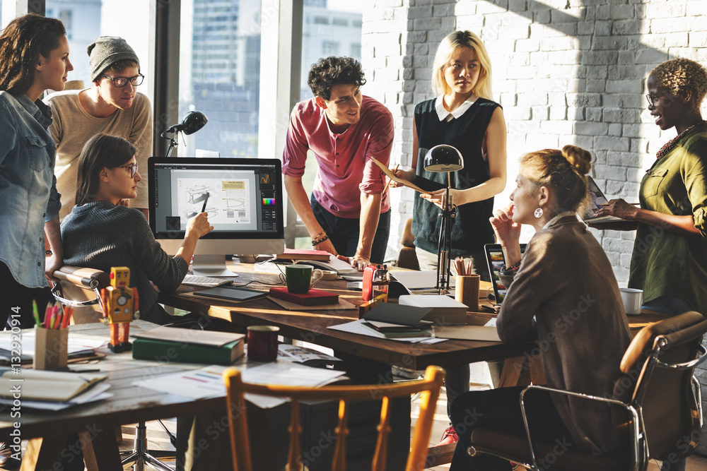 African Descent Brainstorming Working Workplace Concept