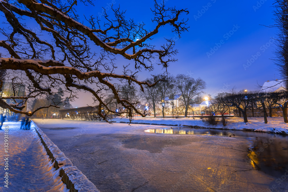 波兰格但斯克雪地公园的冬季风景