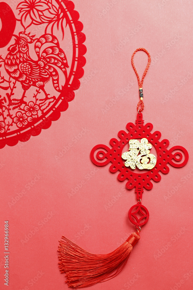 Chinese knot on red background