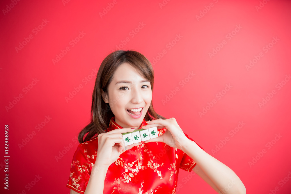 beauty woman wear cheongsam