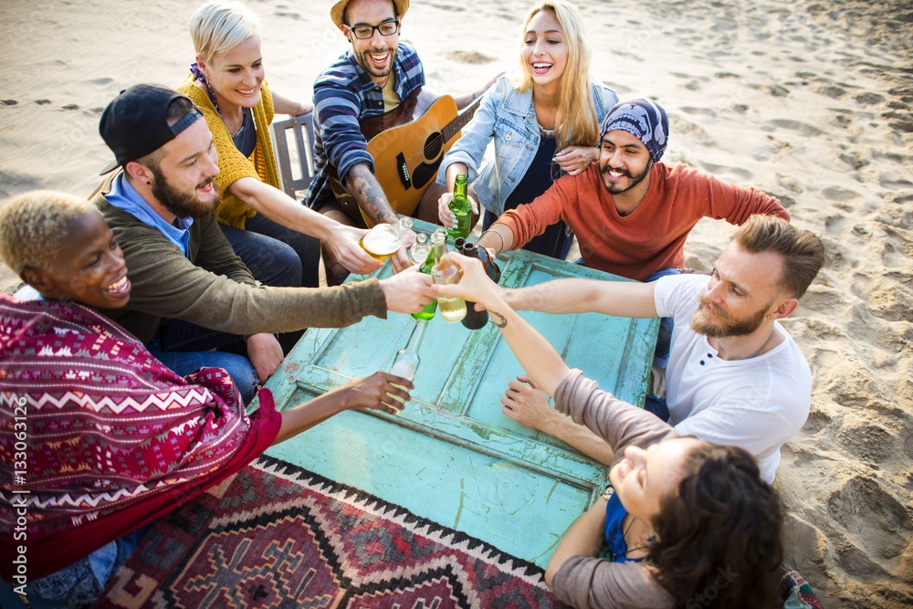 Group Of People Drinking Togetherness Concept