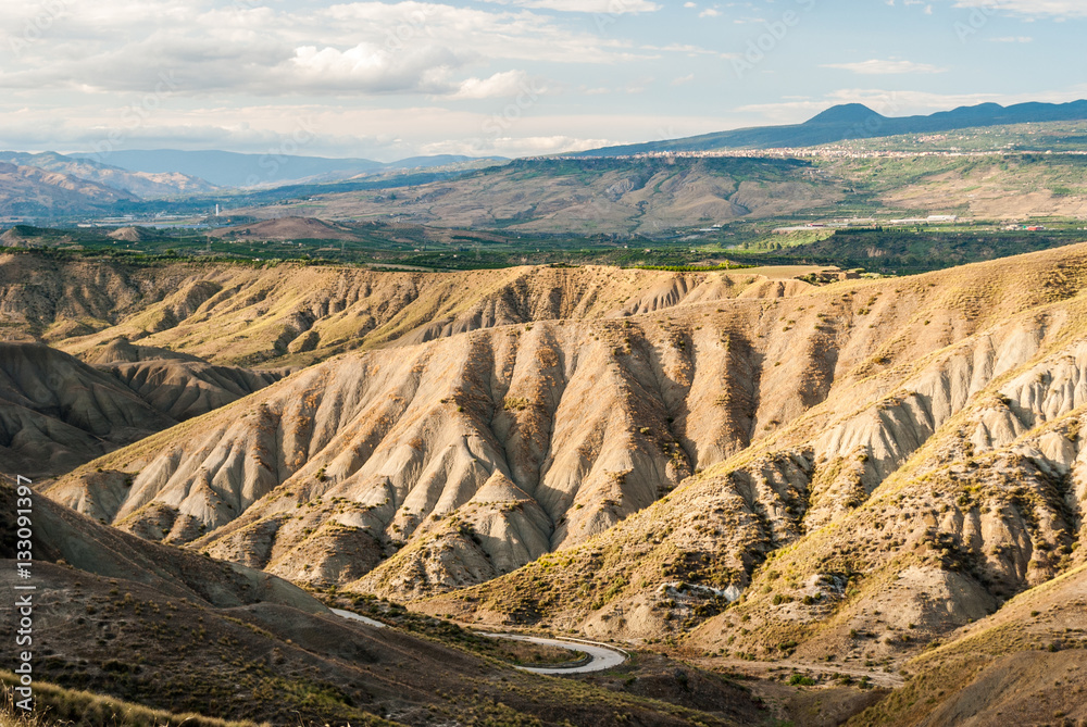 Badlands in the countryside of Sicily, near Biancavilla