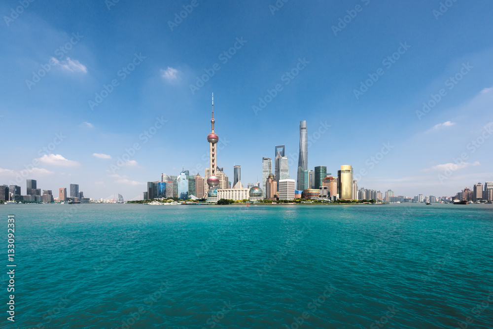 Panorama of Shanghai, Shanghai lujiazui finance and business district trade zone skyline, Shanghai, 