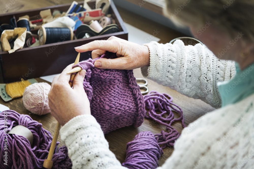 Woman Granny Crochet Handmade Concept