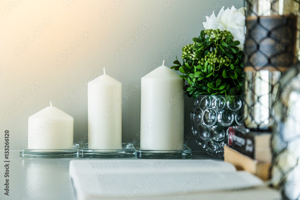 Holiday background with candles, xmas