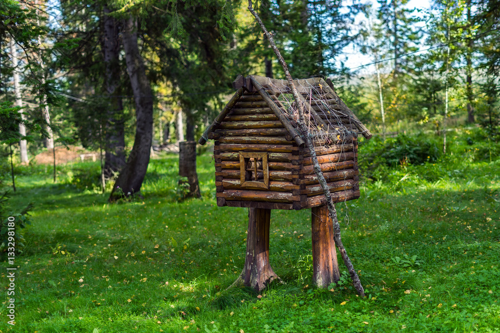 The wooden hut on legs