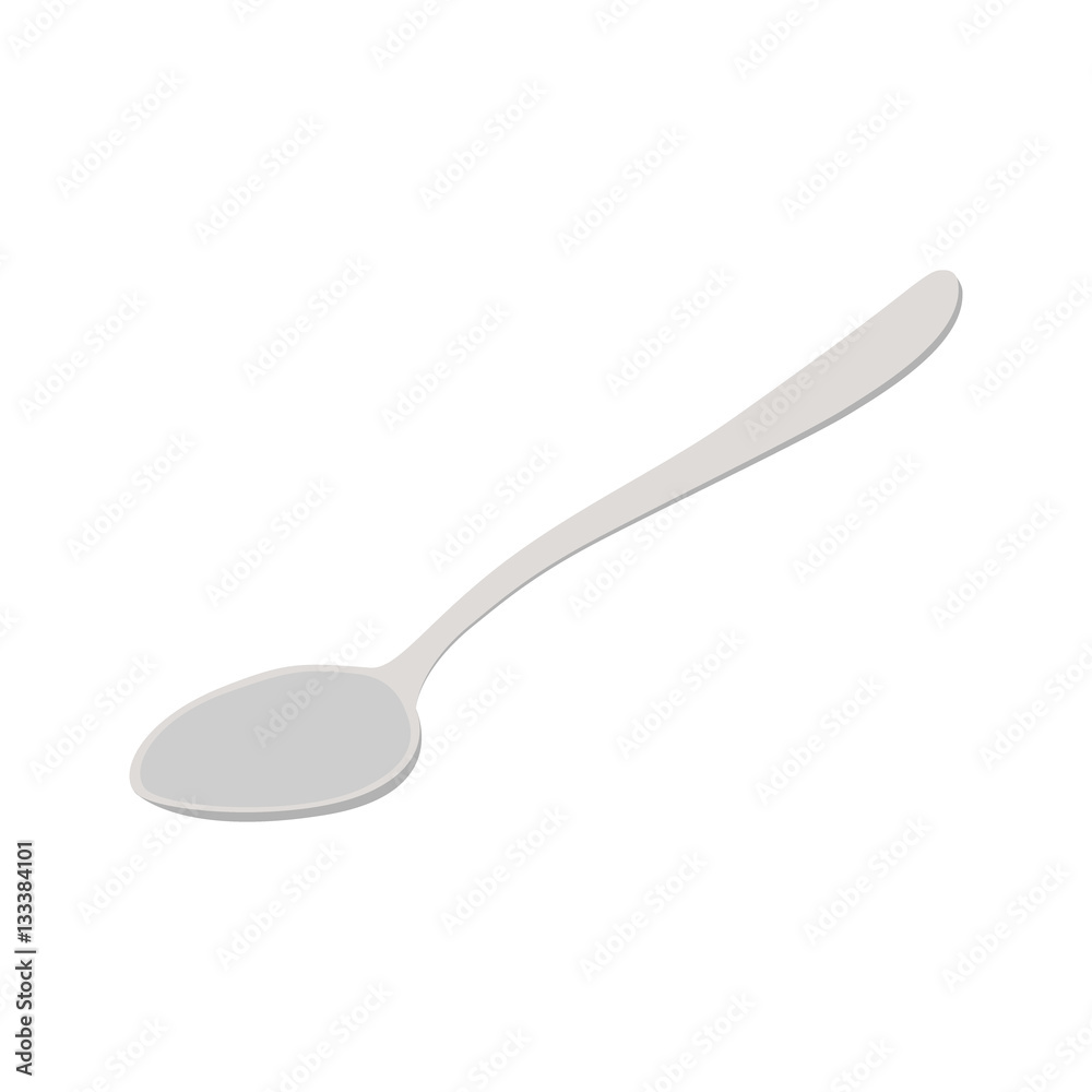 Metal spoon in flat style. Silverware for dinner, restaurant