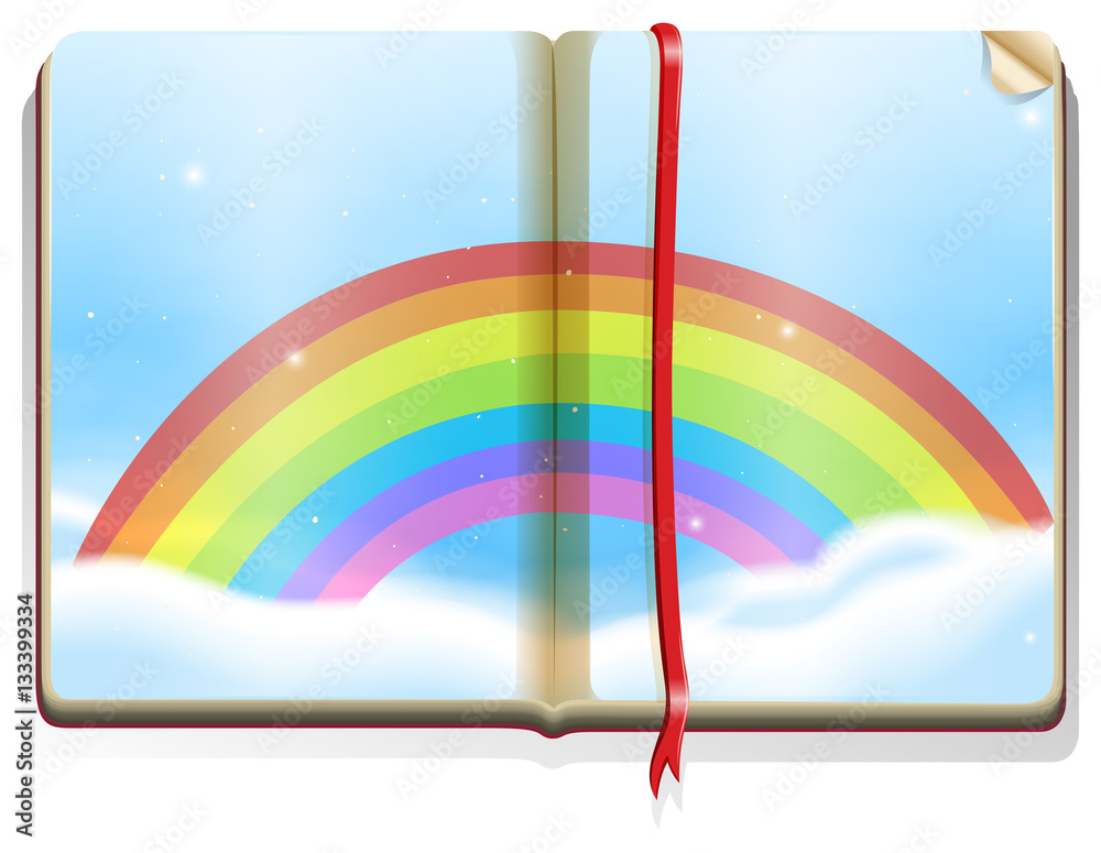 Scene with rainbow in the book