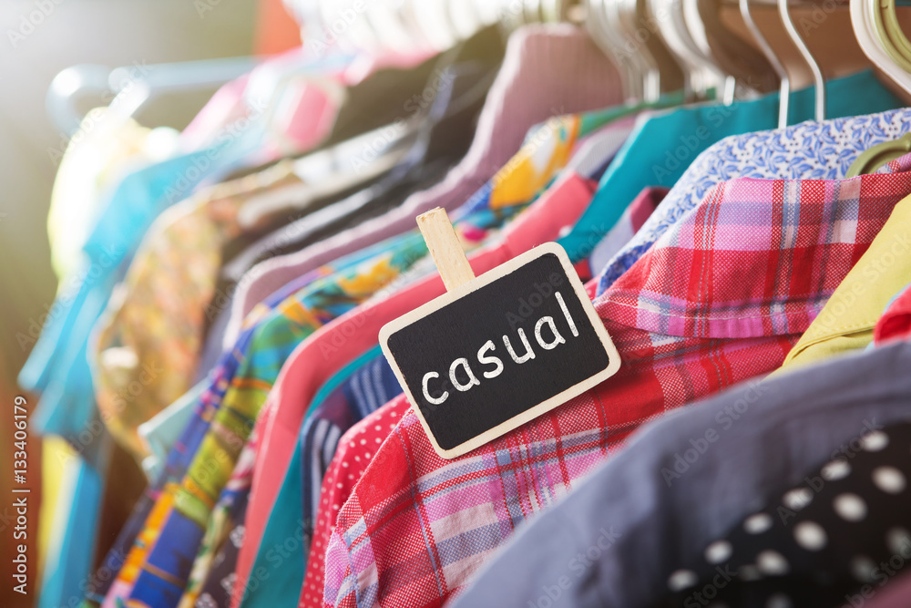 Clothes hanging on the rack in the store