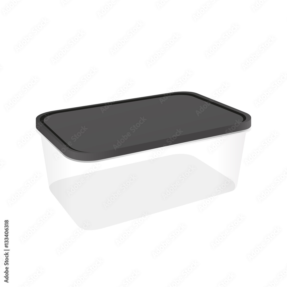 Plastic Food container, storage for food, vector template, isolated on white