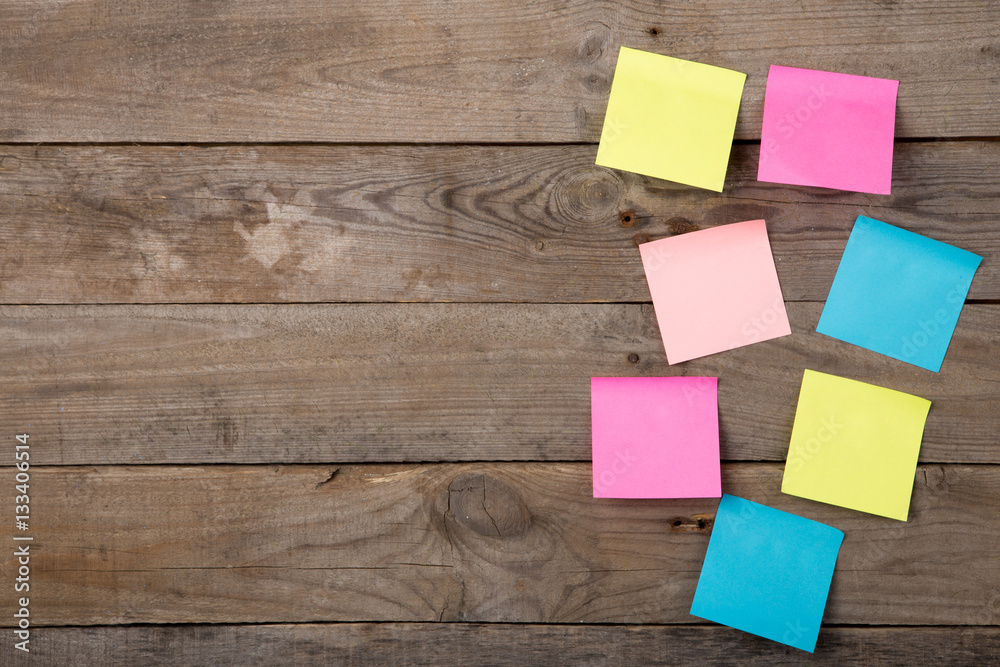 sticky notes on the blank blackboard