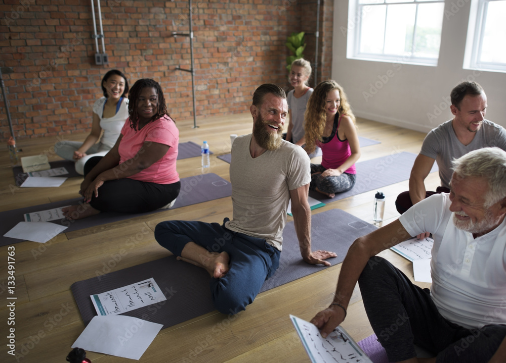 Diversity People Exercise Class Relax Concept