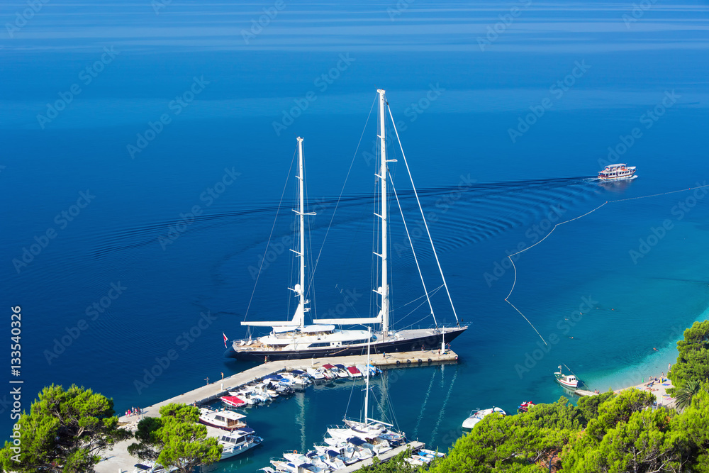 Luxury boats in Makarska riviera, Croatia