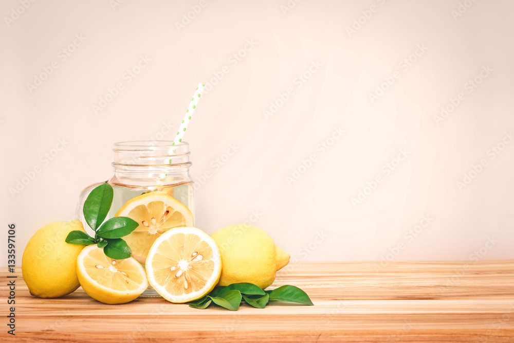  Citrus lemonade water with lemon sliced , healthy  water