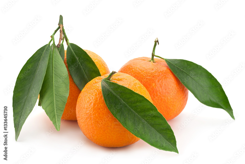 Tangerine tropical fruit on white