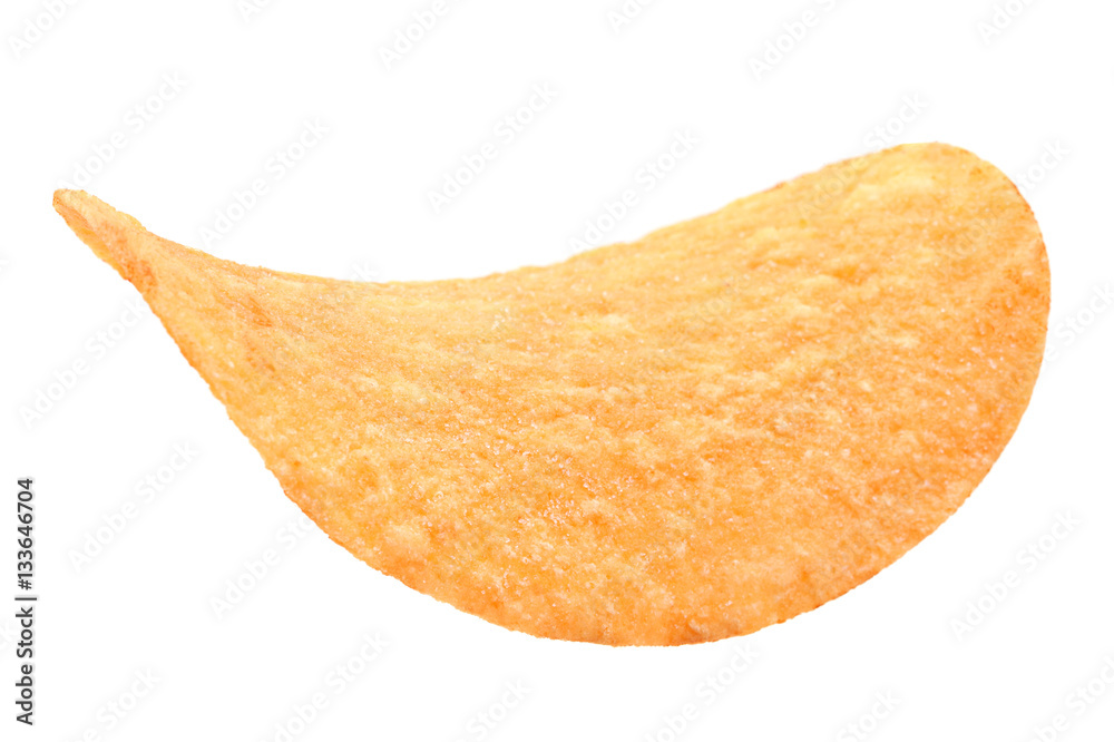 Potato chips on white