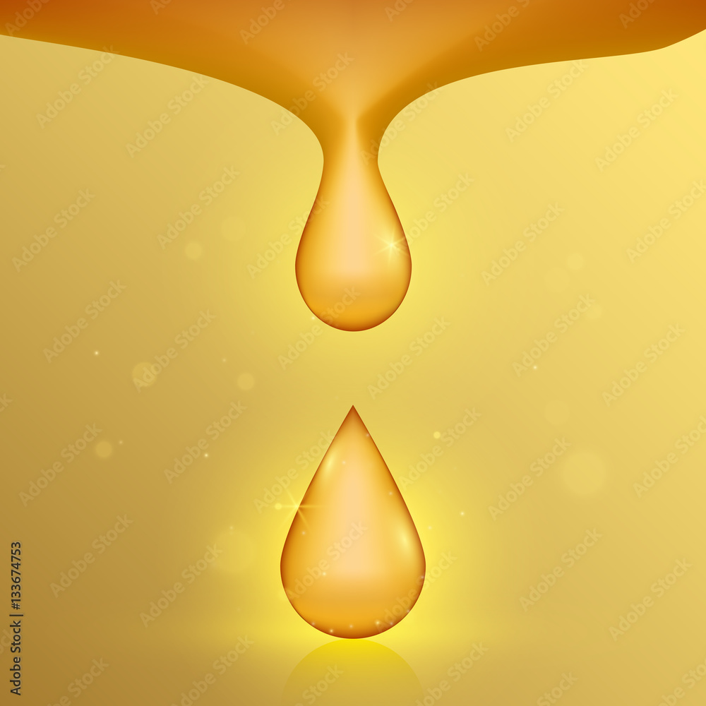 Abstract Background with Falling yellow drop, vector illustration