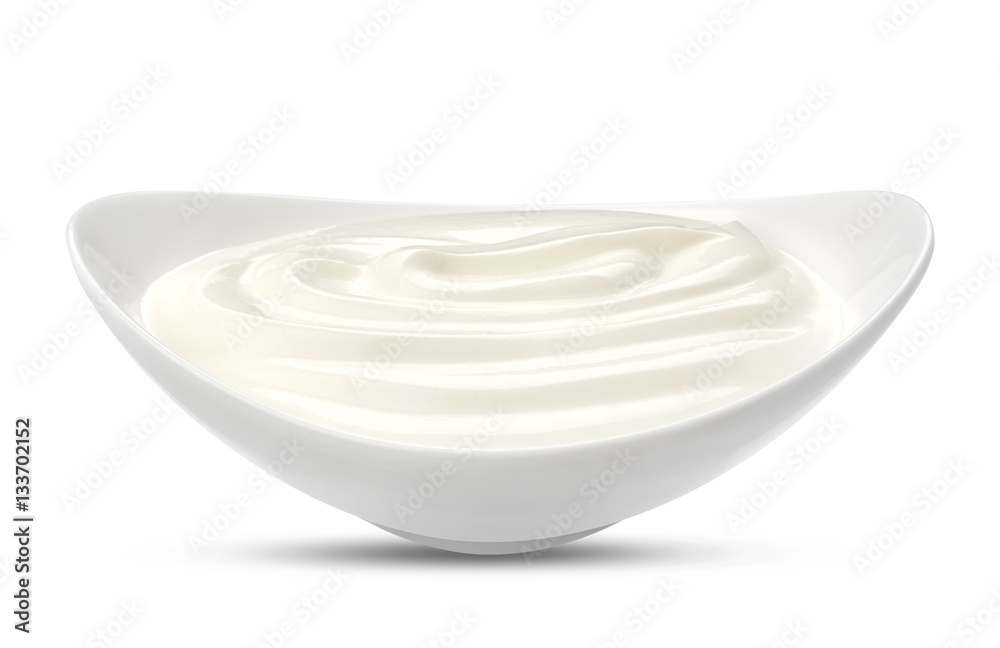 Greek yogurt isolated on white