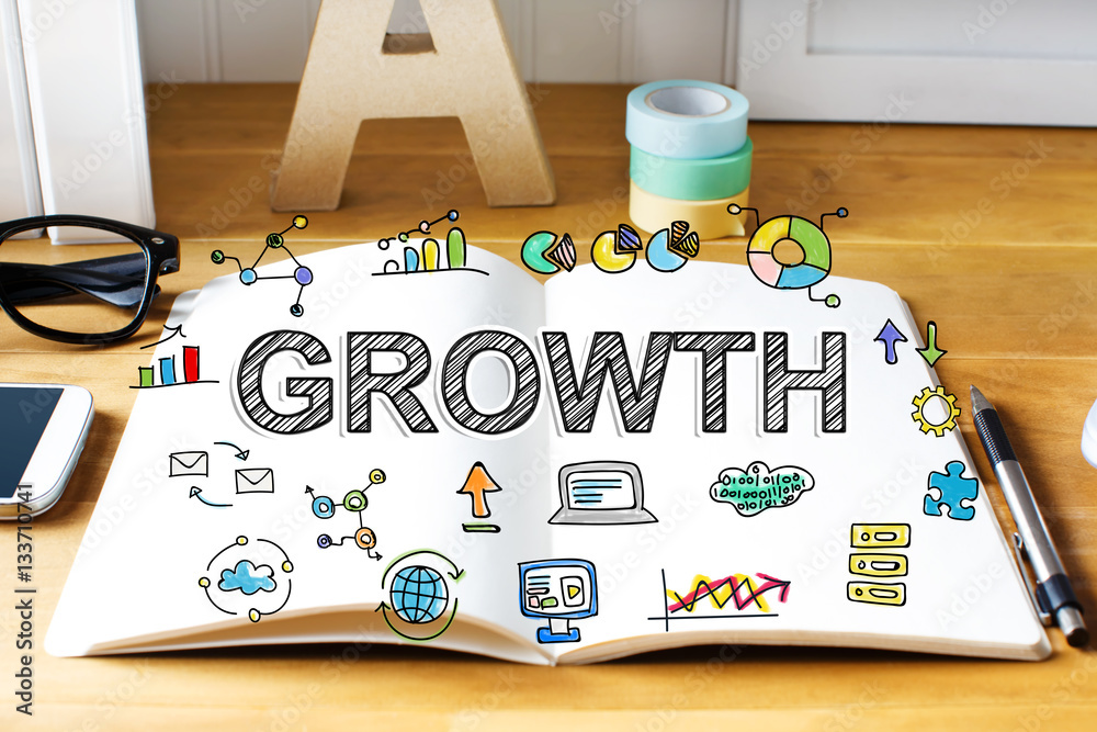 Growth concept with notebook