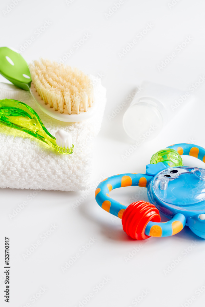 childrens toothbrush oral care on white background