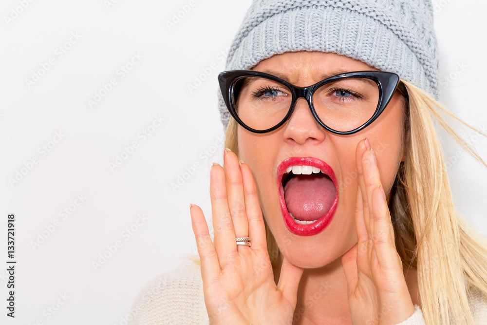 Young woman shouting