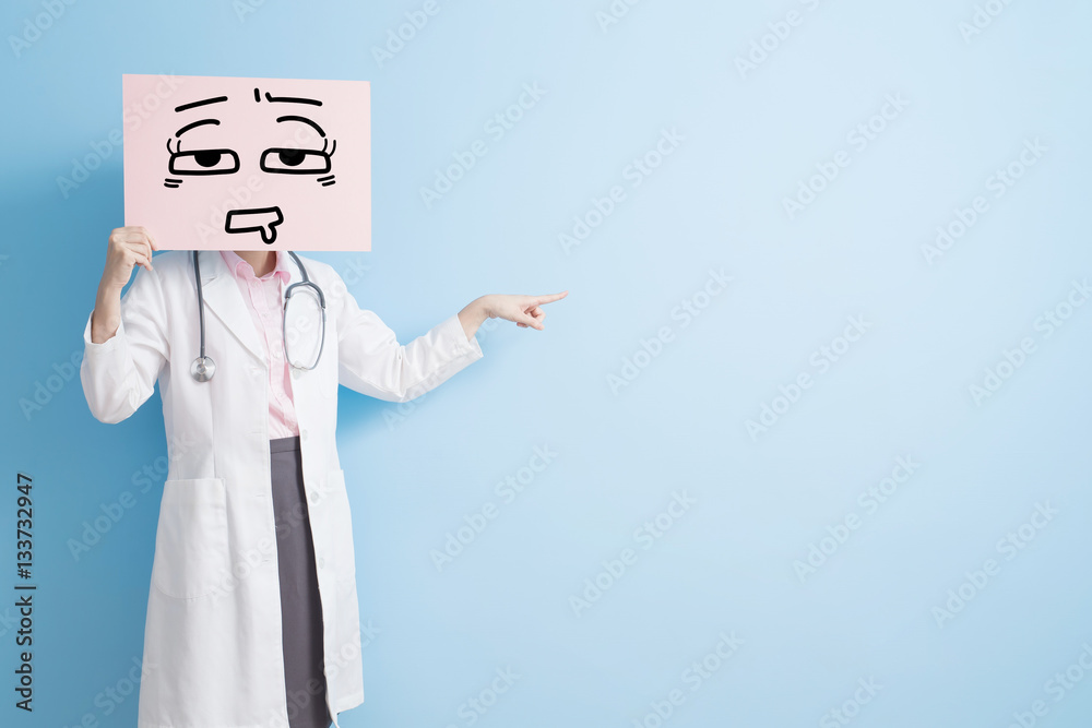 woman doctor take tired billboard