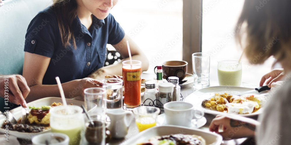 Group Of People Eating Lunch Concept