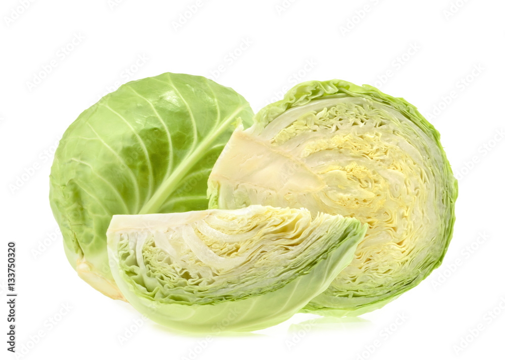 Green cabbage isolated on white background