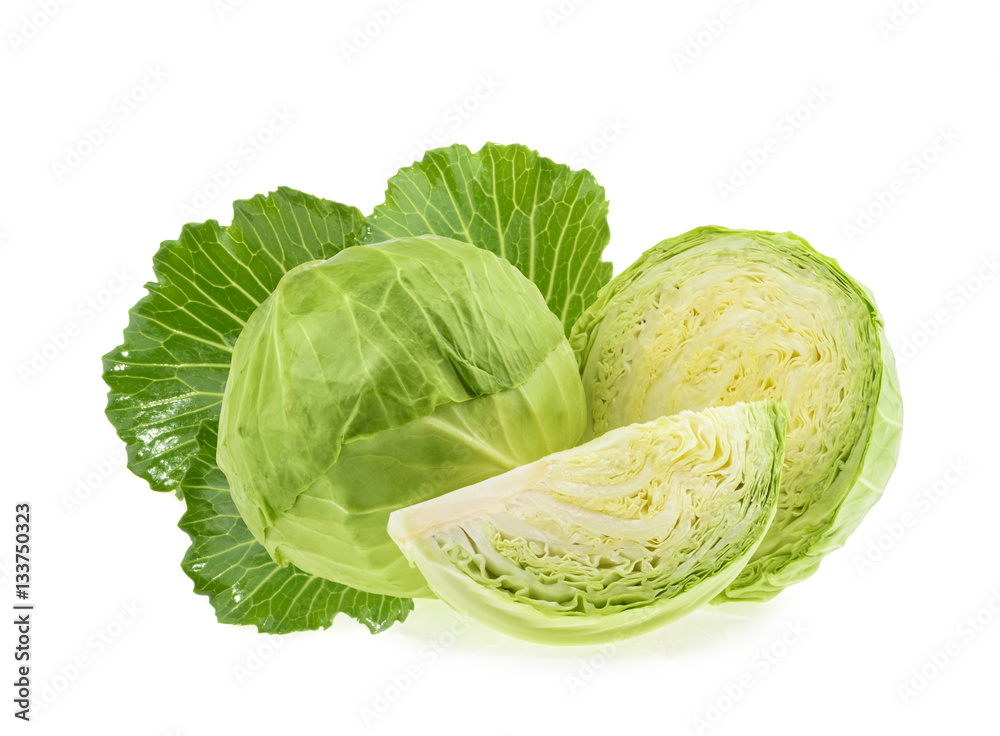 Green cabbage isolated on white background