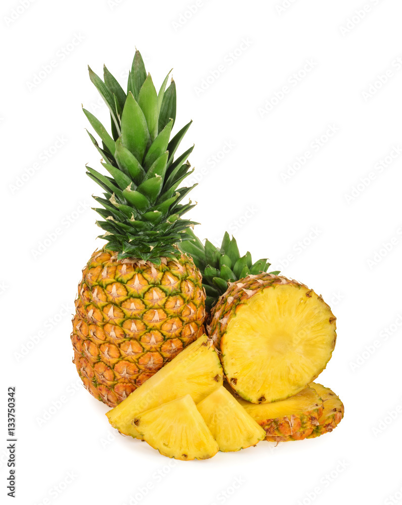 Pineapple with slices isolated