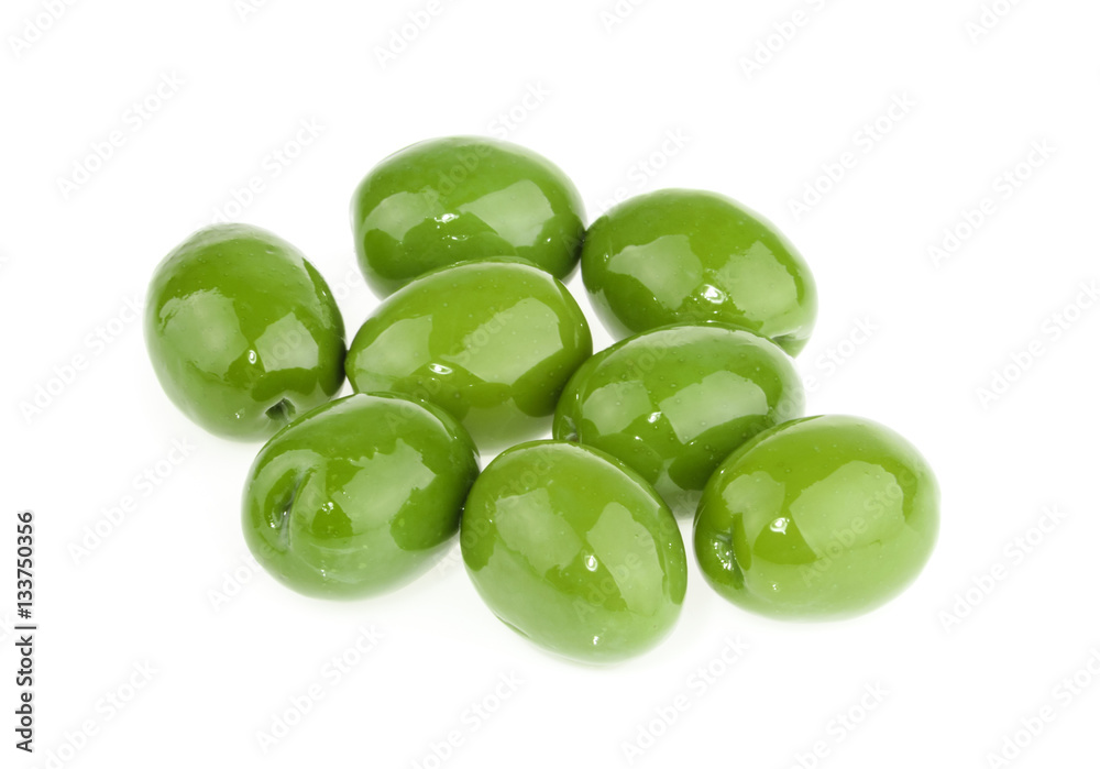 Green olives isolated