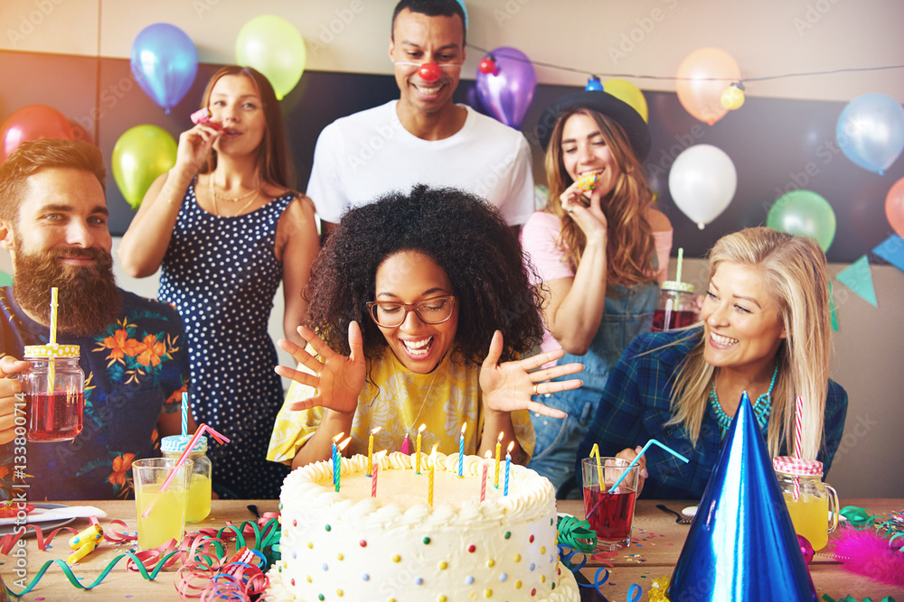 Vivacious African woman celebrating her birthday