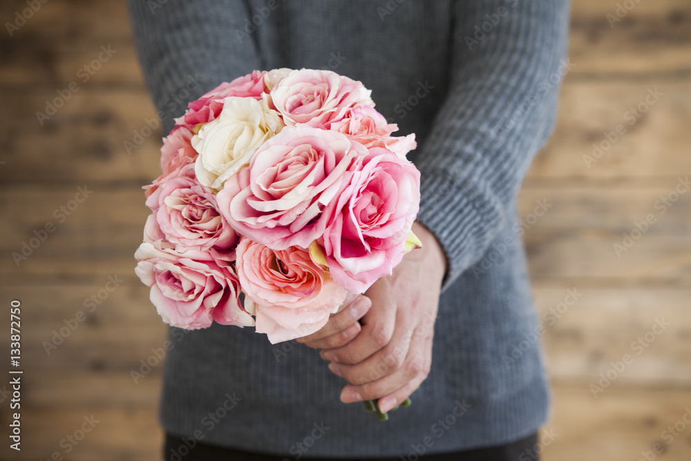 Men are giving bouquets to lovers